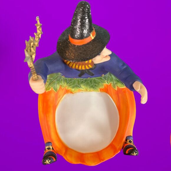 Retired PartyLite Halloween Witch Pumpkin Jar Pillar Candleholder P8212 w/ Box - Picture 5 of 8